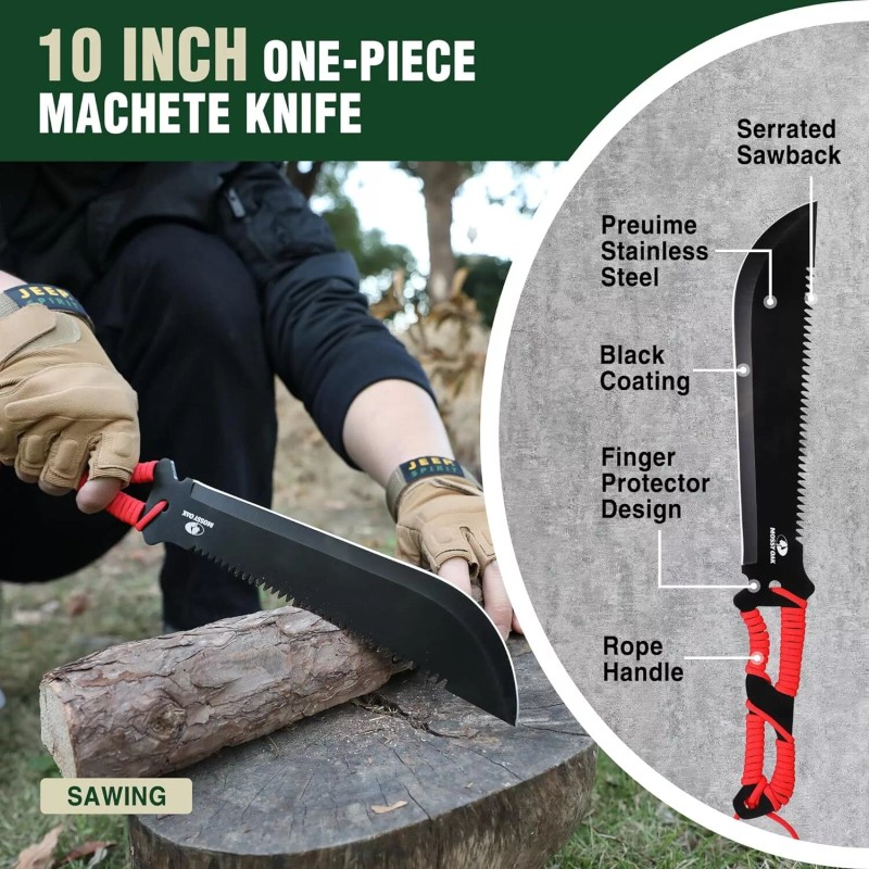 Mossy Oak Hatchet and Machete Knife Set with Sheath Stainless