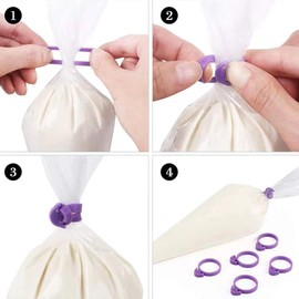 100pcs Silicone Pastry Bag Ties,Reusable Icing Bag Ties,Piping Bag Ties Decoration Bag Clips for Cupcakes Cookies and Pastry (100, Multi-color)