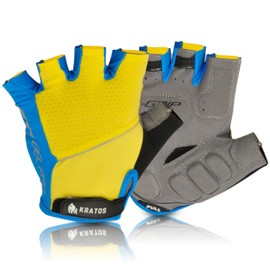 Kratos Fingerless Cycling Gloves for Men and Women, Shock Absorbing Gel Padded Mountain Bike Gloves to Prevent Hand Numbness - Anti Slip & Breathable MTB Gloves with Adjustable Hook & Loop (Small)