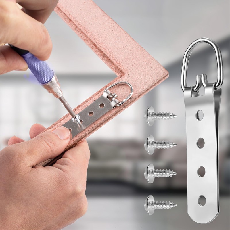 Lekgavd 6PCS Heavy Duty D Ring Picture Hangers, 4 Holes