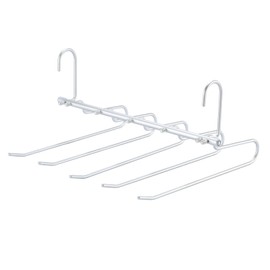 Brifuting Aluminum Pants Hangers Space Saving-5 Layers Multifunctional Closet Hanger,Odourless,Rust Free,Heavy Duty Wardrobe Organizer for Jeans Trousers Scarves Slacks Leggings(2 Pack) (Silver)