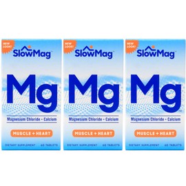  SlowMag Magnesium Chloride with Calcium, 3Pack (60 Count Each) Normal Protein Synthesis