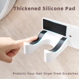 chochoyah Hair Dryer Holder Wall Mounted, Hair Dryer Organizer Self Adhesive Compatible with Dyson Blow Dryer Holder Aluminum BlowDryer Holder Wall Mounted for Bathroom White