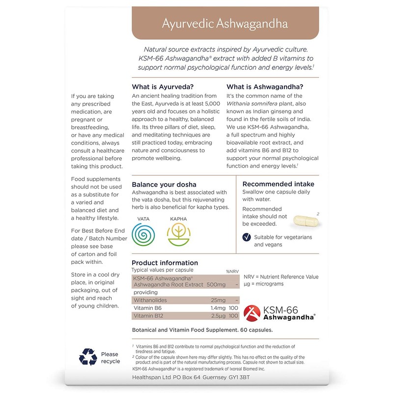 Healthspan Ashwagandha | 60 Capsules | Supports Relaxation & Mental