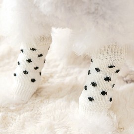 4Pcs Dog Leg Warmers Knitted, Winter Warm Socks Knitted Dog Leg Hock Protector Pet Elbow Protective Sleeve for Cold Weather M