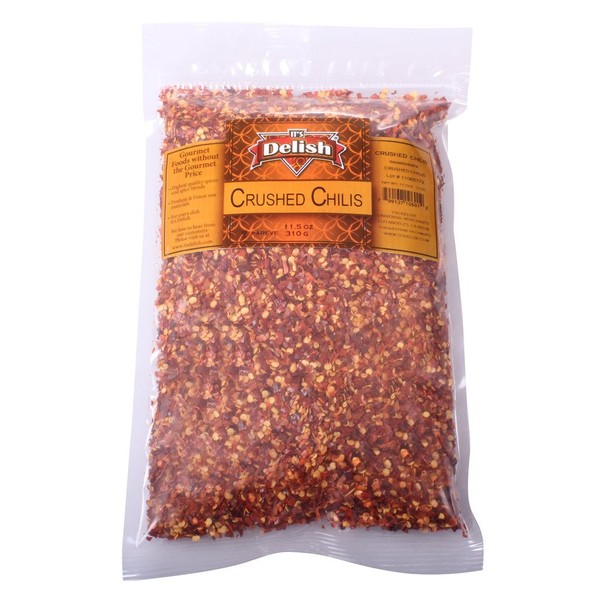 Dehydrated Dried Crushed Chilies Red Pepper Flakes by It's Delish, 5 lbs Bulk Bag – Sealed to Maintain Freshness – Chopped & Dried Vegetable Gourmet Spice Seasoning – Certified Kosher