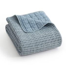 Levtex Home - Mills Waffle - Throw - Chambray Cotton Waffle - Throw Size 50 x 60in.