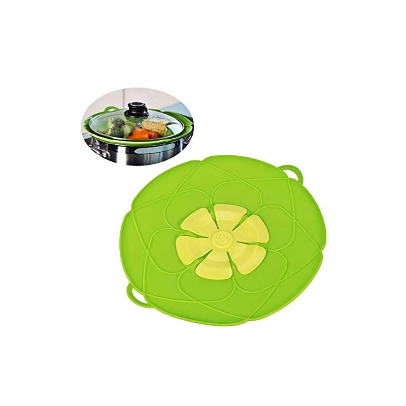 Cubierta de tapa con tapón de silicona antiderrame para ollas