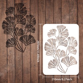 FINGERINSPIRE Ginkgo Leaf Stencils 11.7x8.3 inch Plastic Gingko Leaves Drawing Painting Stencils Gingko Leaves Pattern Wall Stencils Reusable Stencils for Painting on Wood, Floor, Wall and Tile