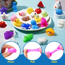 JOYIN JOYIN Mochi Squishy Spielzeug Set, 50 Pack Mini Mochi Mitgebsel Kindergeburtstag ab 3 Jahre, Kawaii Squishy Mitbringsel Kindergeburtstag, Kleine Geschenke für Kinder, Adventskalender Füllung Kinder