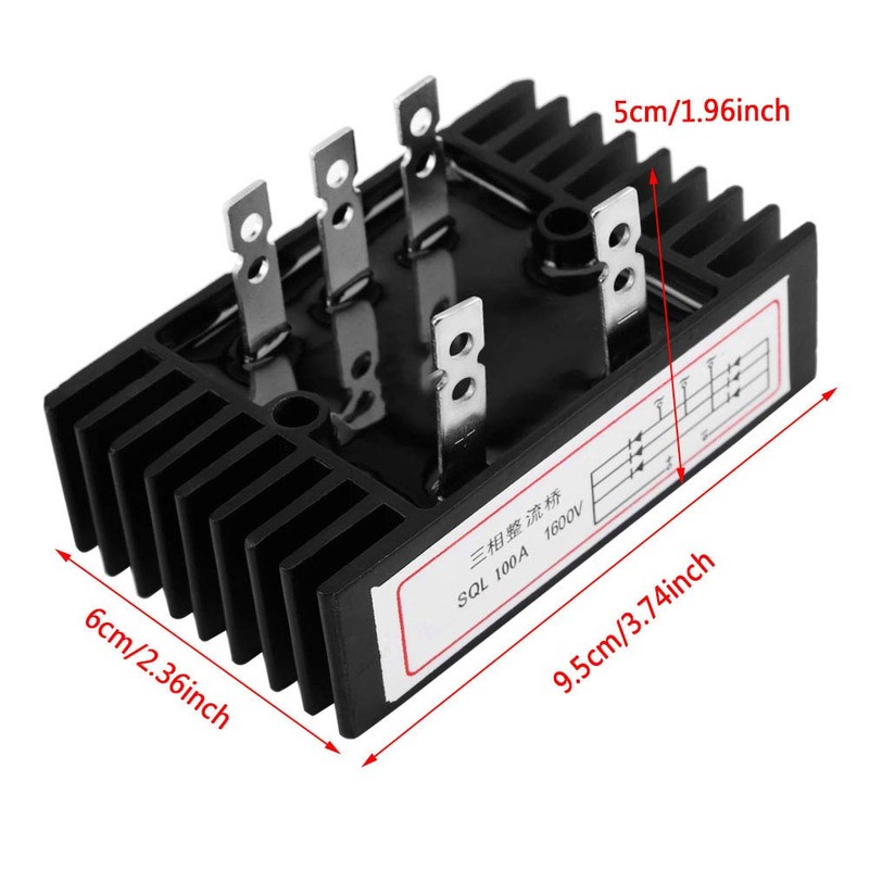 Fafeicy SQL100A Three Phase Diode Bridge Rectifier, 1600V Black Three