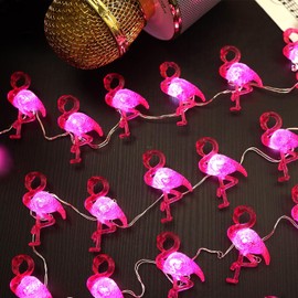 JASHIKA Vintage Pink Flamingo Bird Décor String Lights 10ft 30 LEDs Operated with USB Cord, Multi-Function Remote Control for Wedding Wall Birthday Bathroom Decoration