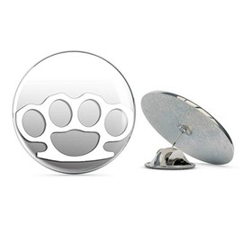 NYC Jewelers Brass Knuckles White Vinyl (ic Window Fight knucklebusters) Metal 0.75" Lapel Hat Pin Tie Tack Pinback