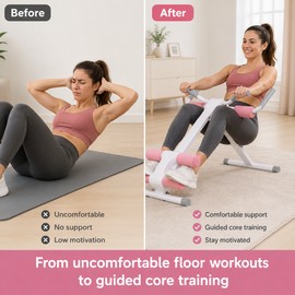 Foldable Ab Exercise Machine for Home Workouts – Adjustable Core Trainer with Knee Pads & LCD Display