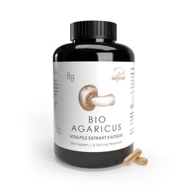 Pilze Wohlrab - Agaricus blazei murrill Extrakt BIO, 350 mg Agaricus Extrakt je Kapsel, Vitalpilze Extrakt und Acerola Vitamin C (240 Stück)