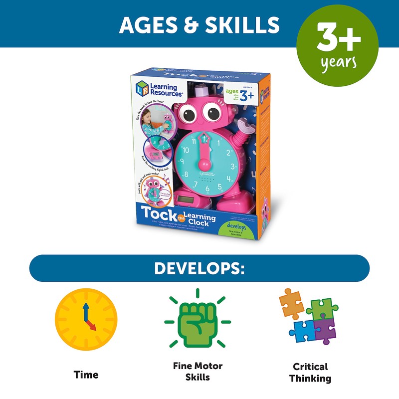 Learning Resources Tock The Learning Clock Pink - Digital Clock