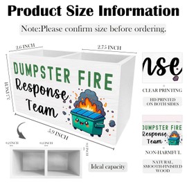 HYKDFMNCJ Funny Dumpster Fire Pen Holder for Desk, Dumpster Fire Response Team Wooden Box Sign Desk Decor for Home Office Decoration, Sarcastic Gifts for Coworkers Pencil Organizer