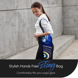 Millenti Blue-Gold-Mandala Yoga Bag - for Mat & Blocks with Backpack Phone Holder, Bottle Water Pocket & all Yoga Accessories for Women, Exercise Fitness Gym Bag - Mandala Blue Gold Yoga Bag BY01BL