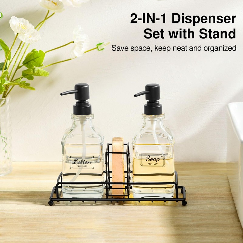 Shinowa Kitchen Soap Dispenser Set, Hand and Dish Soap Dispenser
