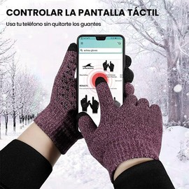 DEESTE Kit de Gorro, Bufanda y Guantes para Frio, Gorros Invierno, Bufanda Suave, Guantes touch, 3 Piezas de Ropa Cálida de Termicos, para Hombre y Mujer (Rojo)