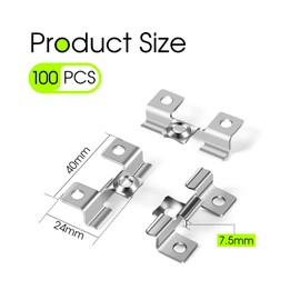 SUPAWAY Pack of 100 WPC Tile Clips 7.5 mm Plank Mounting Clips Stainless Steel Composite Clips for Mounting Decking WPC Decking Clips, Clamping Range 8/9/10 mm, Silver