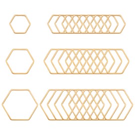 UNICRAFTALE Approx. 60 Pieces 3 Sizes Golden Hexagon Connecting Rings 304 Stainless Steel Hexagon Connecting Pendant Metal Earrings Connecting Rings for Jewellery Making Women