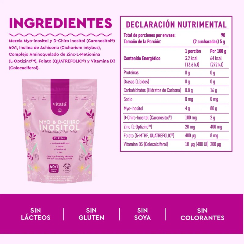 Suplemento en polvo Vitatú Suplemento Myo Y D-chiro Inositol x
