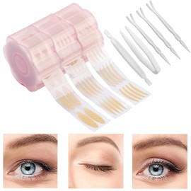 Pack of 1800 Slip-On Eyelid Tapes, Invisible Double Eyelid Tapes, Waterproof Double Slip-On Eyelid Tape, Eyelid Lifting without Surgery, Skin Colour Slip-On Lid Tapes with Fork Rods, Tweezers (3