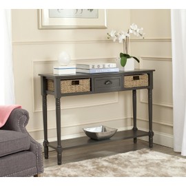 Safavieh American Homes Collection Winifred Grey Wicker Console Table with Storage