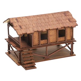 Perfeclan 1/72 House Model Kits, DIY Wooden House, Assemble Unpainted Miniature House, 1/72 Building Model House Scenery Layout, G
