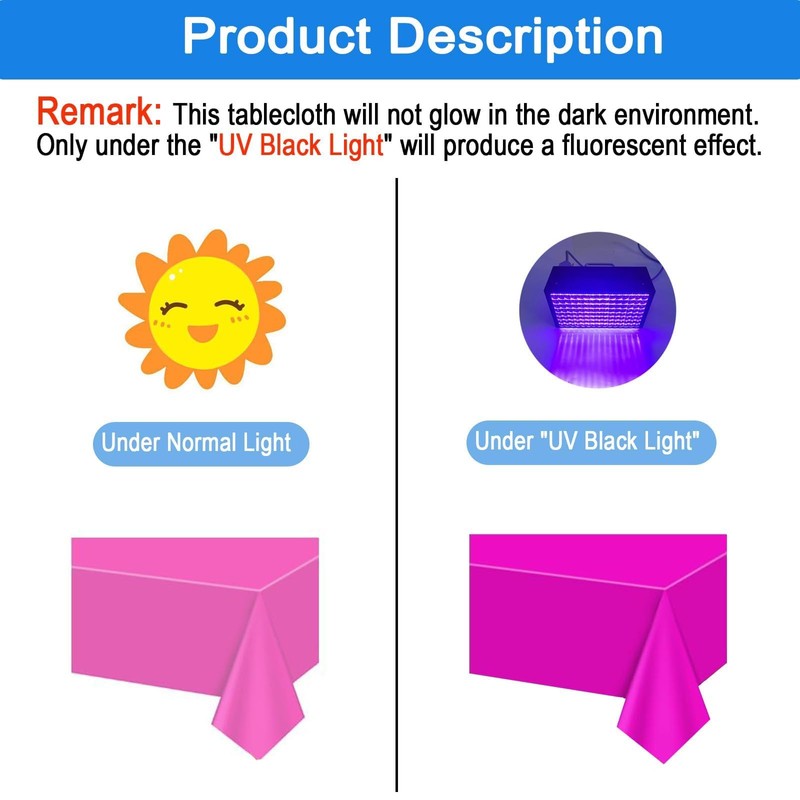 4 Pack Neon Table Cloths Table Cover for Glow Neon