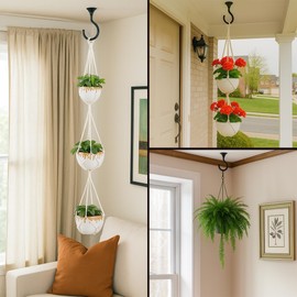 2 Sets Heavy Duty Swag Ceiling Hooks with Hardware for Hanging Plants, Cavity Wall Fixing, Easy Installation, Holds Up to 30lbs, Ideal for Home & Garden (2 Sets, Black)