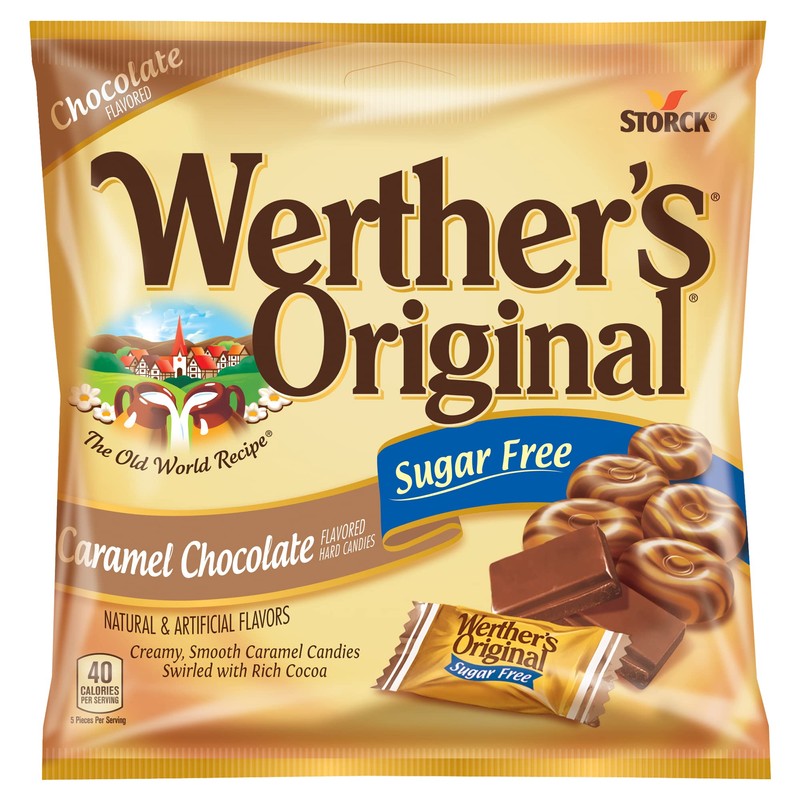 Werther's Original Hard Sugar Free Caramel Chocolate Candy, 2.35 Oz