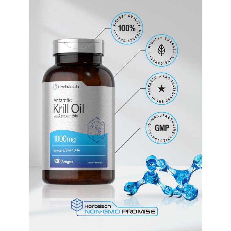 Horbäach Antarctic Krill Oil 1000mg Softgels | 300 Count |