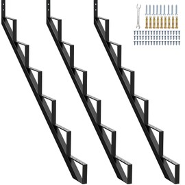 Zwinz Steel Stair Riser 6 Step 3 Pack, Metal Stair Stringers for Deck Height 49.6 inches, Steel Stair Step Riser for Outside Stair