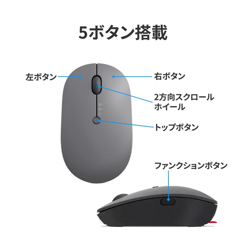 Lenovo 4Y51C21217 Go USB Type-C Wireless Multi-Device Mouse, Black, Wireless
