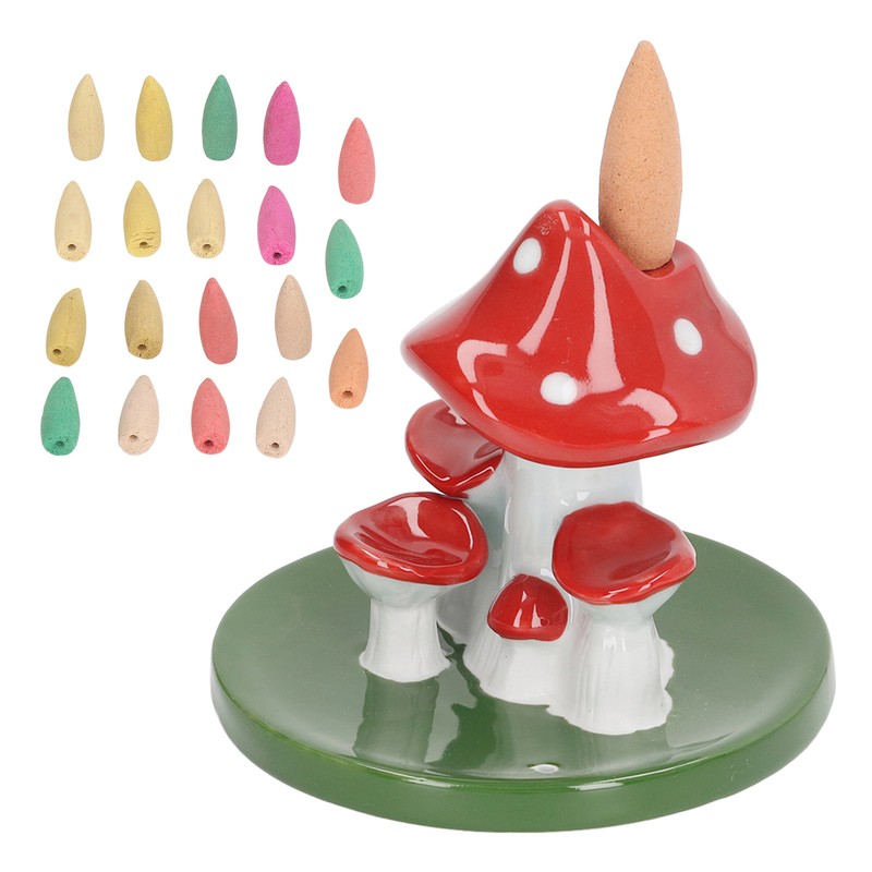 Mushroom Backflow Incense Burners Cute Waterfall Incense Holder with 20