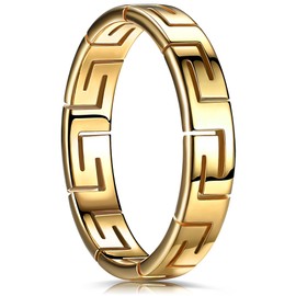 King Ring 4mm Greek Ring – Viking Stainless Steel for Men & Women Ring – Wedding Bands for Him & Her – Engagement Couple Rings – Everyday Elegant Ring - Gold 11
