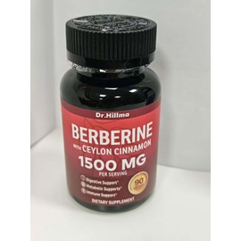Dr.hillma Berberine Supplement 1500mg, High Bioavailability Berberine HCL with Ceylon Cinnamon, Supports Metabolic & Overall Wellness, Gluten Free, Non-GMO, 90 Capsules