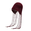 ZLYC Women Cotton Crochet Slouchy Beanie Hat with Tassel Handmade