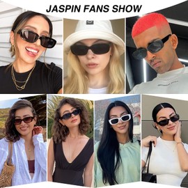 JASPIN Rectangle Sunglasses for Women Men Trendy Y2k Retro 90s Sun Glasses UV Protection Cool Square Frame