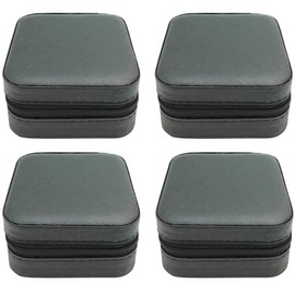 TRODANCE Mini Jewelry Travel Case,Small Travel Jewelry Organizer, Portable Jewelry Box Travel Mini Storage Organizer Portable Display Storage Box For Rings Earrings Necklaces Gifts (Black-4pcs)