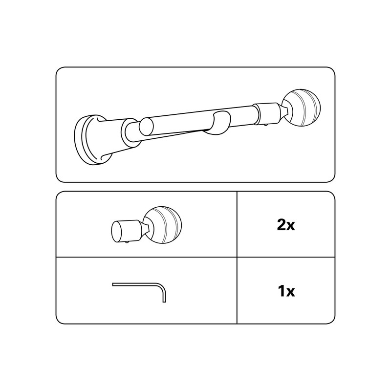 Gardinia Ball 2 x End Piece Metal Stainless Steel Look