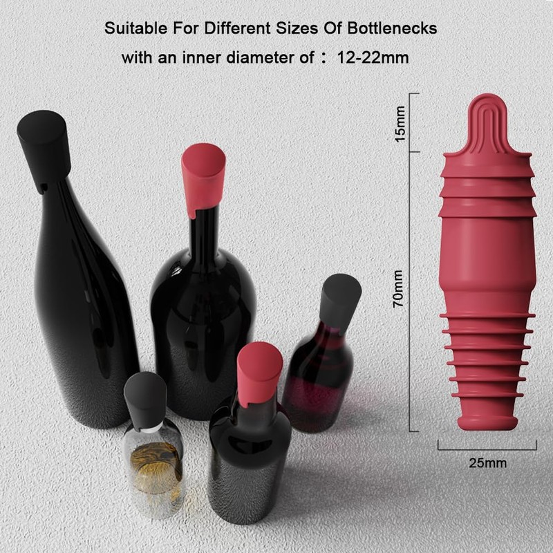SisBroo Silicone Wine Stopper Reusable Wine Bottle Stopper, 8Pcs Champagne