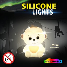 LitezAll Squishable Silicone Lantern, Easy to Operate and Color Changing Squishy Night Light, Monkey