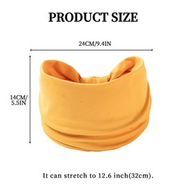 Yyyuluo Headbands for Women, Set of 2 - Extra Wide Turban Headwrap Made of Soft Fabric, Elastic Boho Hair Bands as Hair Accessories, Twist Knot Design for Women and Girls (Black + Yellow)