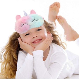 4 Packs Eye Mask for Sleeping Annimal Eye Mask Plush Cartoon Unicorn for Adults Children