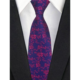 Rosiika - Corbatas florales para hombre, estilo jacquard, de lujo, formales de boda, para padrinos de boda, Fucsia azul marino, Talla única