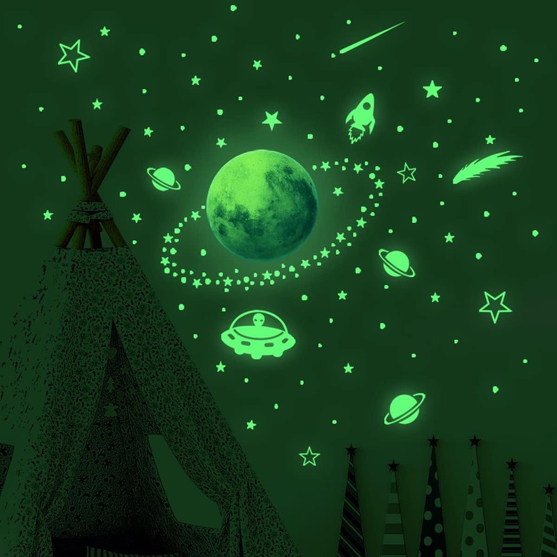 Estrellas fluorescentes para techo, Pegatinas Espacio de Pared (C)