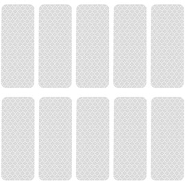 SANJAOYEE 10 Pack Reflective Stickers Bicycle Reflectors 8cm x 3cm White Reflective Tape Car Safety Warning Seals Rectangle Double Sided Tape Waterproof UV Resistant All Weather Reflective Stickers